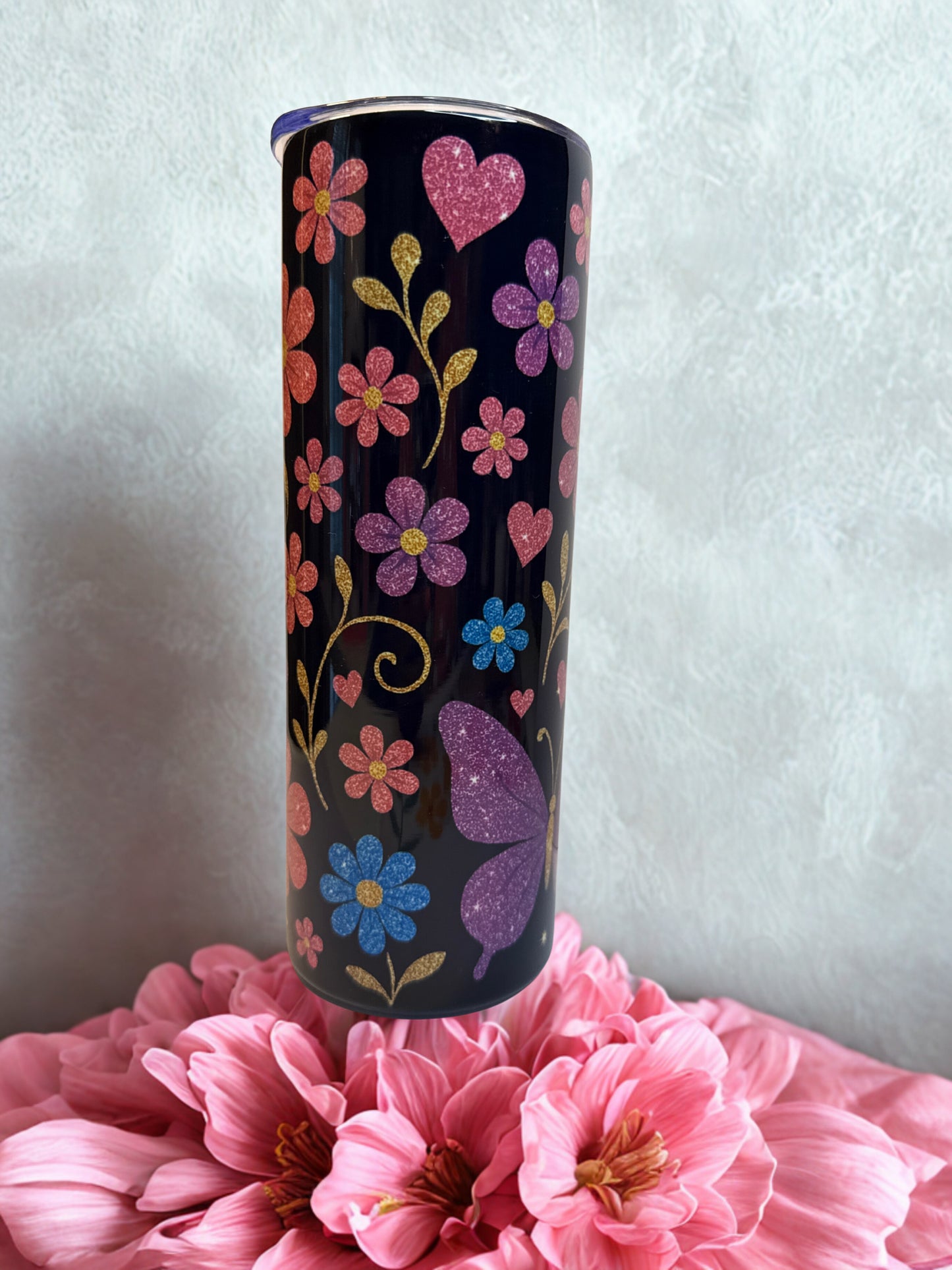 π¦ Glitter Floral Butterfly Tumbler β Sparkle with Every Sip